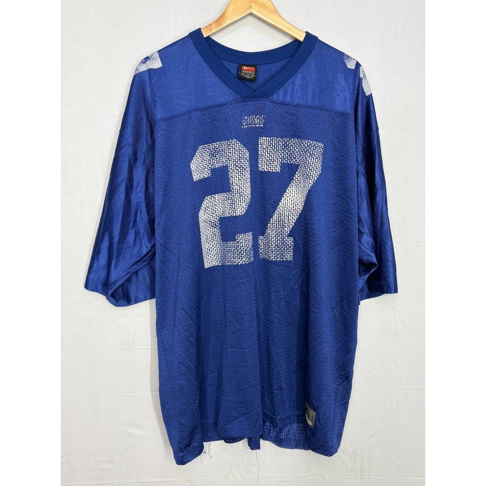 New York Giants #27 Ron Dayne Team Jersey Mens Blue‎ Vintage 90s Nike XL FADED